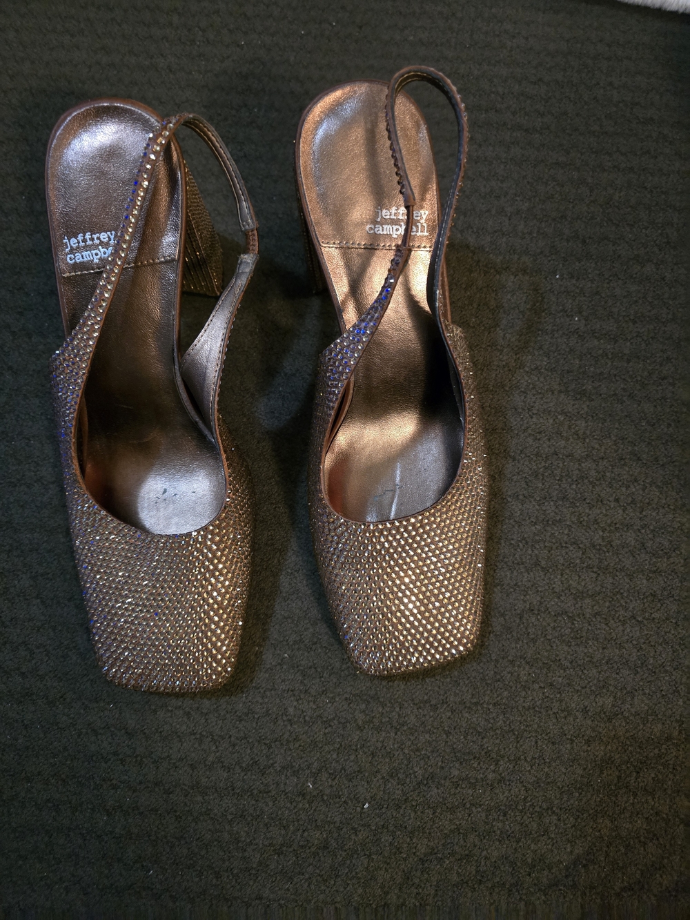 Jeffrey Campbell Bronze Slingback Heeled Mules